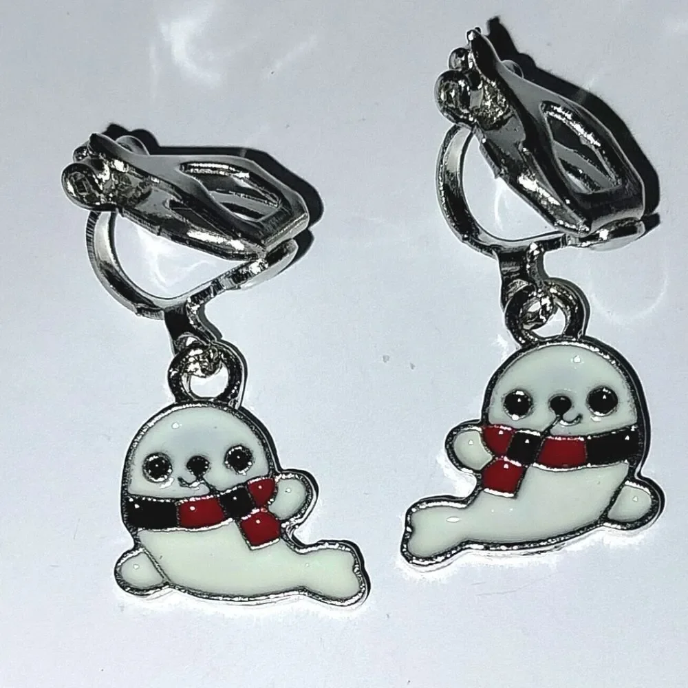 Super Cute White Kid's Fashion Clip-on Earrings